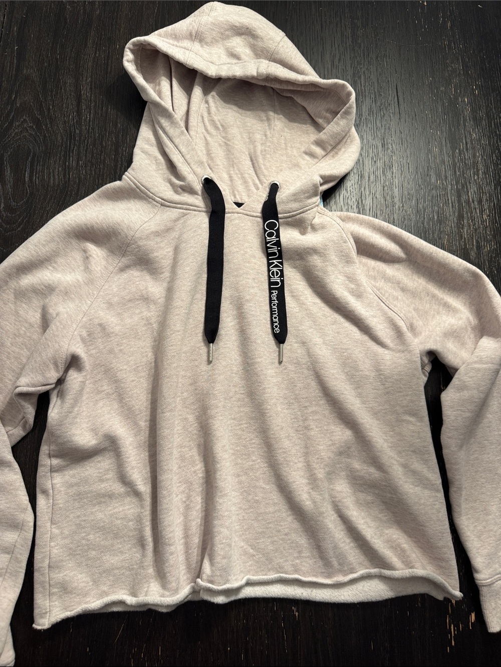 Calvin Klein Performance Light Beige Hoodie with Black Drawcords